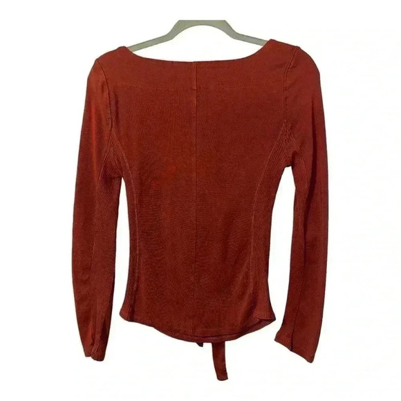 Free People Rust Long Sleeve Lace-Up Top - Picture 6 of 8